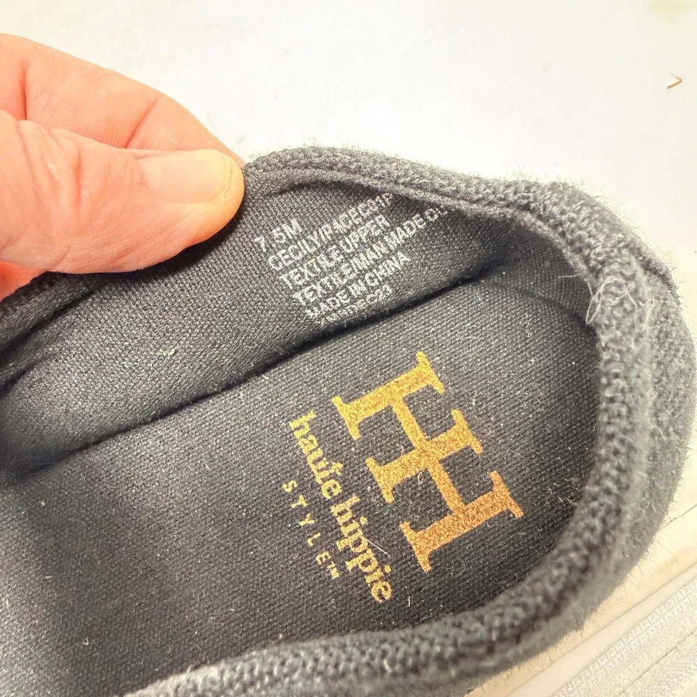 Haute Hippie Cicely Mary Jane Espadrilles Black‎ 7.5M Boho Canvas Buckle Coastal